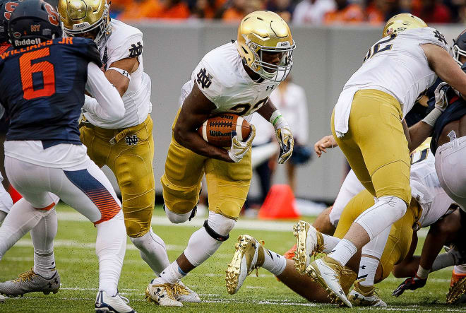 Sophomore running back Josh Adams has 89 rushes for 416 yards through seven games.