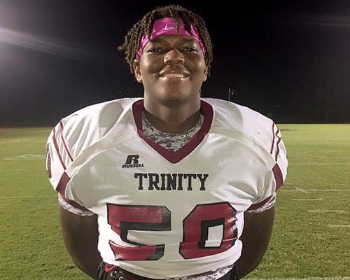 Rivals.com ranks Fayetteville (N.C.) Trinity Christian junior defensive tackle Zovon Lindsay the No. 40 overall player in the state of North Carolina in the class of 2019.
