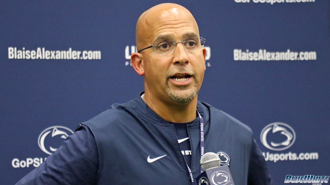 Penn State Nittany Lions football head coach James Franklin at practice Wednesday.