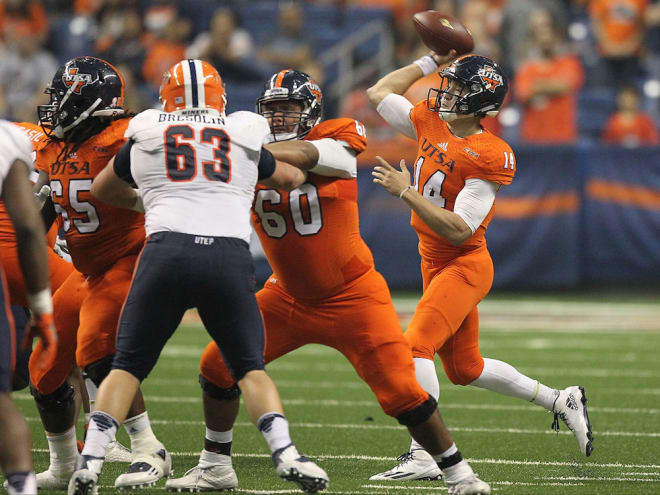 Dalton Sturm threw for 214 yards and three touchdowns as well as ran for 74 yards and a touchdown in the game against UTEP in 2016.