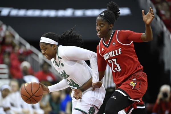 Arike Ogunbowale and the No. 2 Irish struggled all night in the 100-67 loss at No. 3 Louisville.