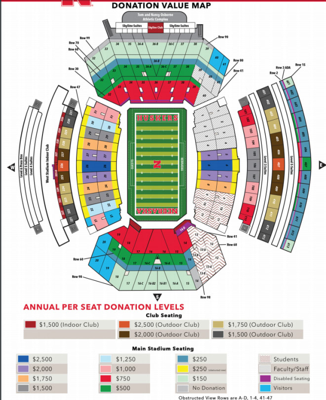 Here is a breakdown of the 2018 donations required for seats in Memorial Stadium before the $399 cost per ticket is factored in. 