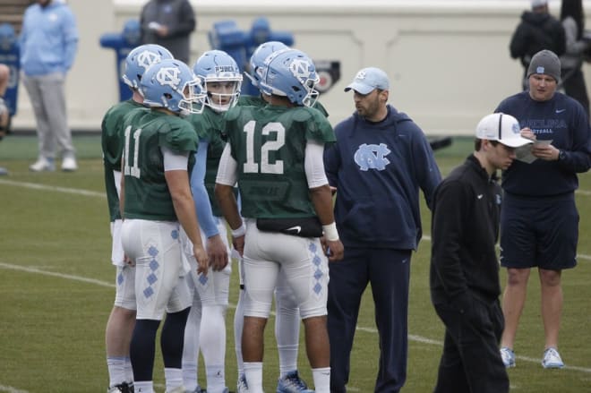 With spring practice over with, UNC's head coach offers his full take on Nathan Elliott and Chazz Surratt.