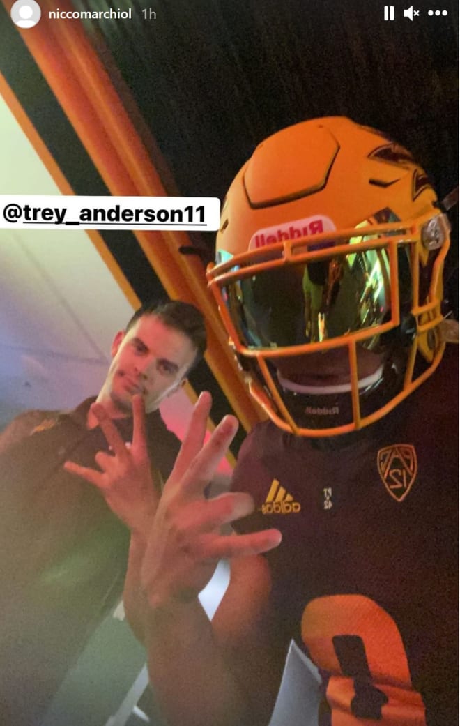 Marchiol during his ASU visit with Sun Devil offensive analyst Trey Anderson (Nicco Marchiol Instagram)