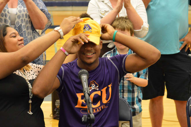 D.H. Conley wideout C.J. Johnson fulfilled a life long dream to play football at ECU when he committed on Thursday.