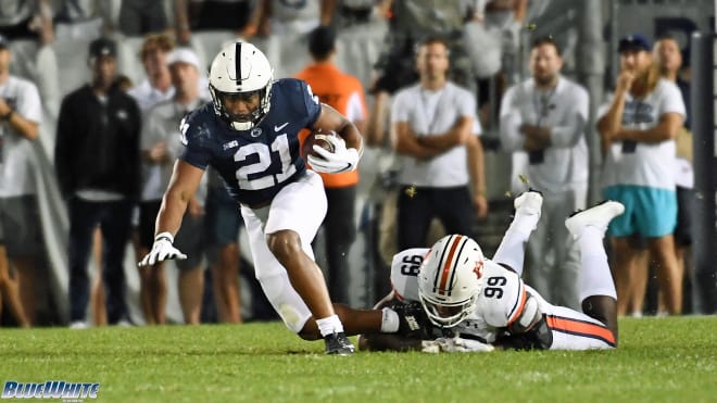Penn State Nittany Lions football running back Noah Cain is second on the team in rushing with 202 yards and four touchdowns on 67 carries this season.