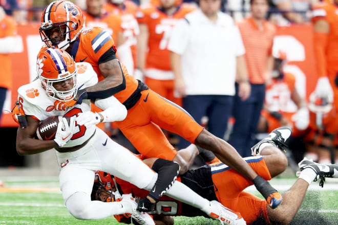 Clemson true freshman wideout Tyler Brown hauled in a game-high eight receptions for 151 yards against the Orange.