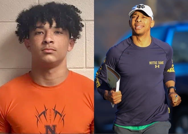 2024 four-star safety Ricardo Jones and ND wide receivers coach Chansi Stuckey are both from Georgia. 