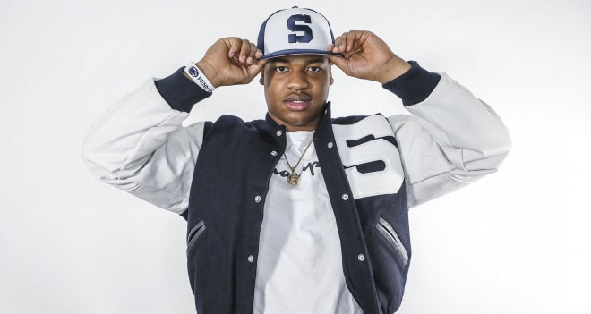Gilliam did a photo shoot during his Jan. 18 visit to Penn State.