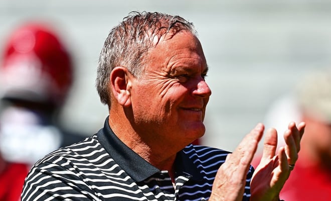 Arkansas head coach Sam Pittman during the Red-White Spring Game in April.