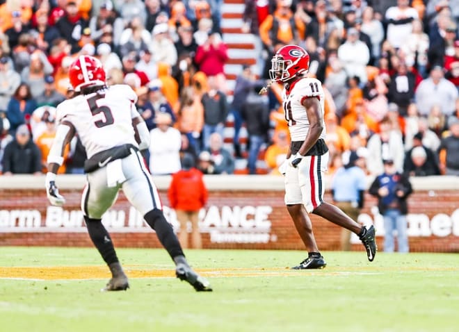 Kelee Ringo (5) and Derion Kendrick (11) proving quite the combo at corner for Bulldogs.