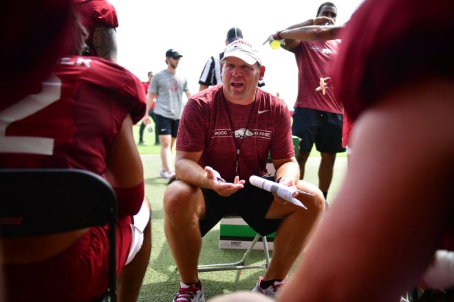 Barry Odom is entering his second season as Arkansas' defensive coordinator.