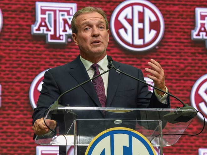 JImbo Fisher made reporters laugh with his comment about Texas and Oklahoma.