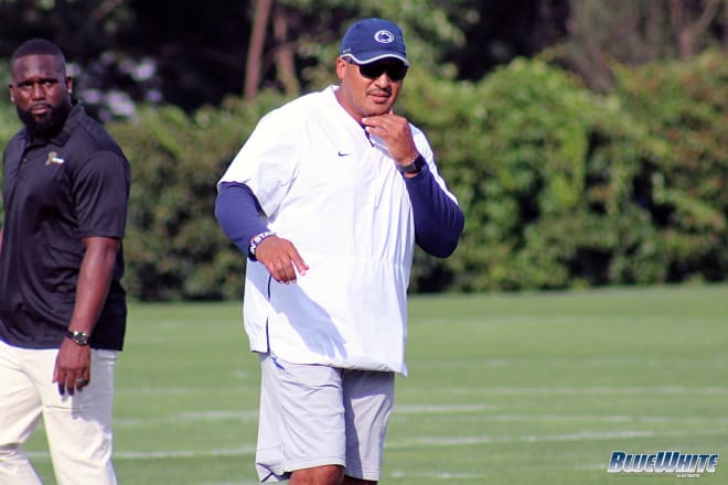 Penn State Nittany Lions running backs coach Ja'Juan Seider at practice on August 11, 2021.