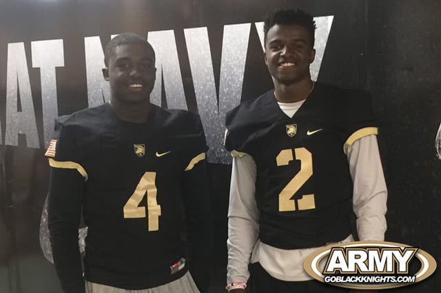 RB Aaron Young (2019) and older brother, CB Avery Young (2018) during Monday's visit to Army West Point