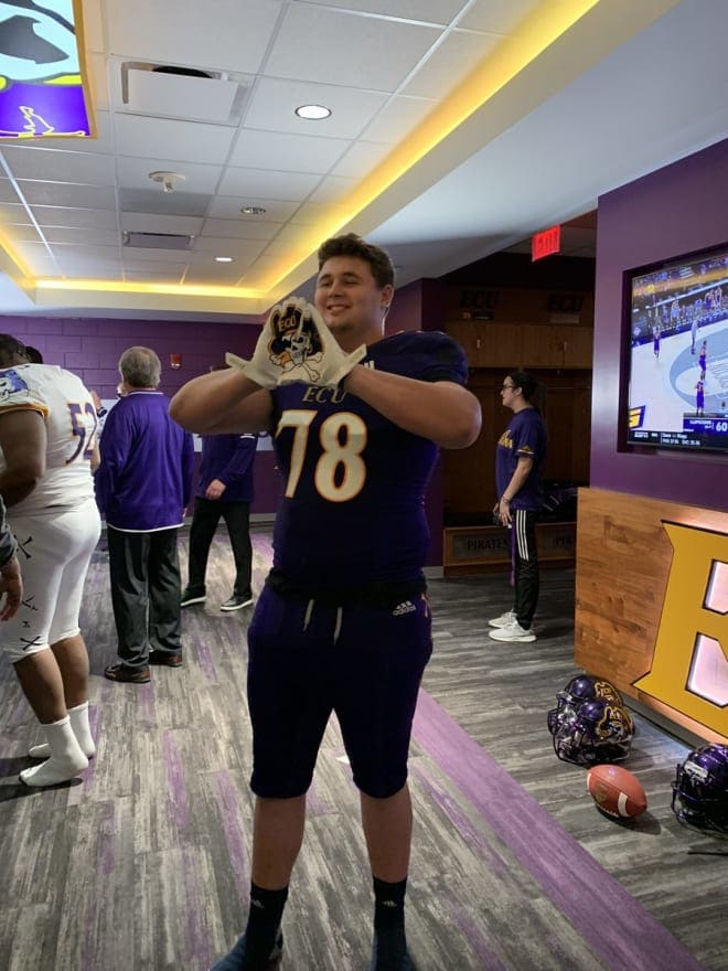 Fluvanna County offensive tackle Walt Stribling committed to ECU on his official visit this Sunday.