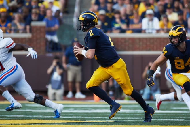 Junior quarterback Shea Patterson connected on 14 of his 18 throws against SMU.
