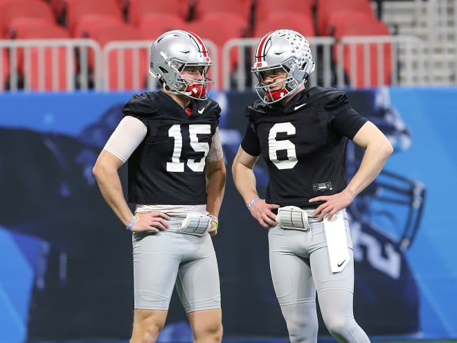 Ohio State will have a quarterback battle between Kyle McCord and Devin Brown. (Birm/DTE)