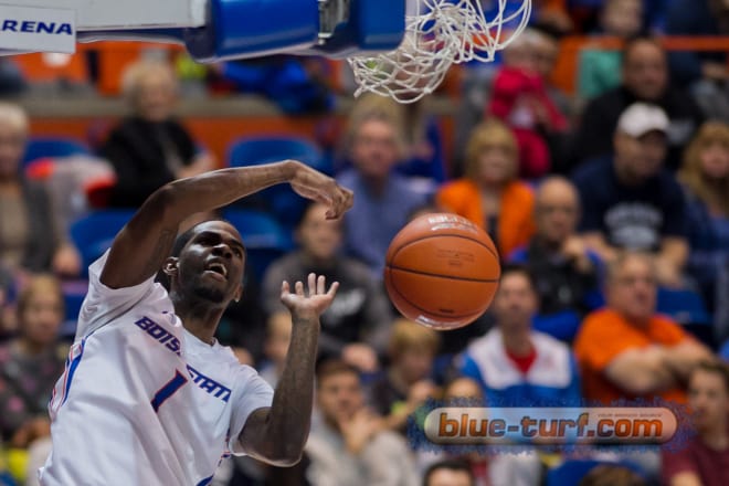 Boise State Senior, Mikey Thompson dunks the ball on Senior night against nevada as the Broncos rout the Wolfpack 76-57.