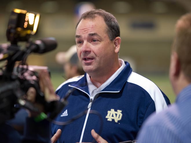 Notre Dame offensive coordinator Mike Denbrock is back for his third tour of duty with the Irish.