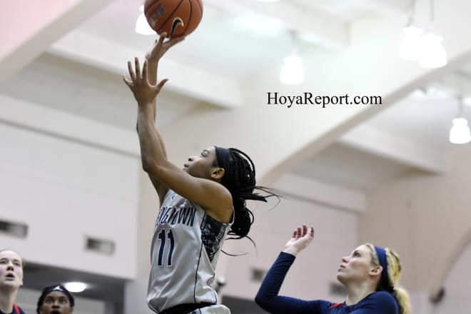 Dionna White got by Chassidy Omogrosso on this play and scored 33 points, but it wasn't enough for G'Town. 
