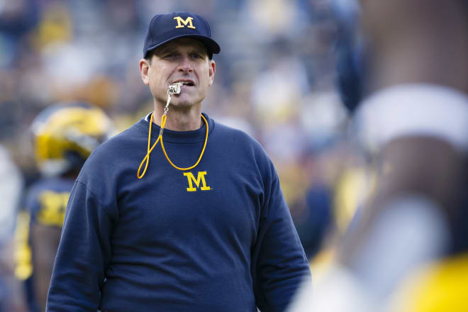 Jim Harbaugh said sophomore Chris Evans is the leader of the running back group right now.