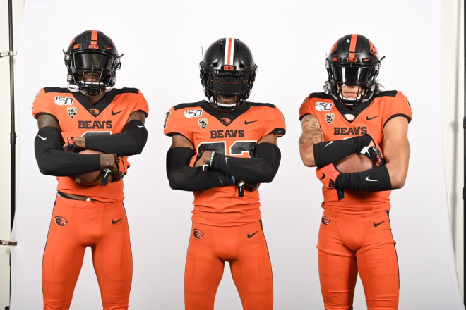 Rejzohn Wright, Ron Hardge and Alton Julian repping Oregon State during an official visit