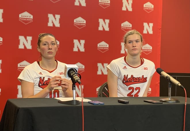 Nebraska volleyball outside hitters Madi Kubik and Lindsay Krause