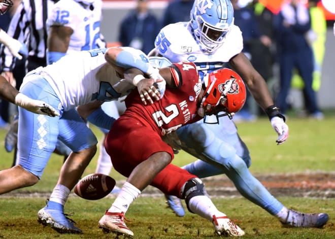 UNC's rout of N.C. State was trigglered by the Tar Heels' defense forcing three turnovers in the third quarter.