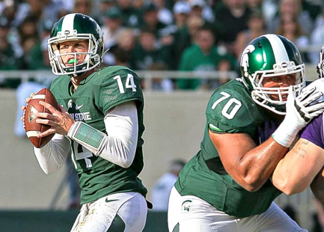 Brian Lewerke and Tyler Higby will be among the interesting players to watch in Saturday's Green-White Game. 