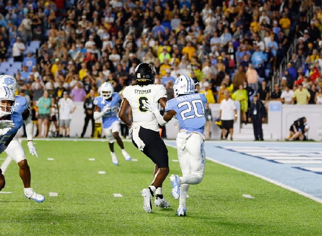 Tayon Holloway started the opener for UNC and played 63 snaps last Saturday versus App State.