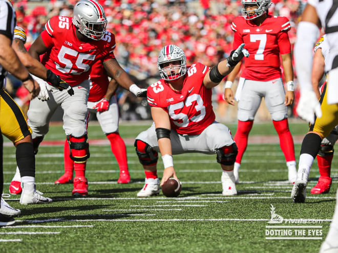 Ohio State center Luke Wypler is leaving for the NFL Draft. (Birm/DTE)