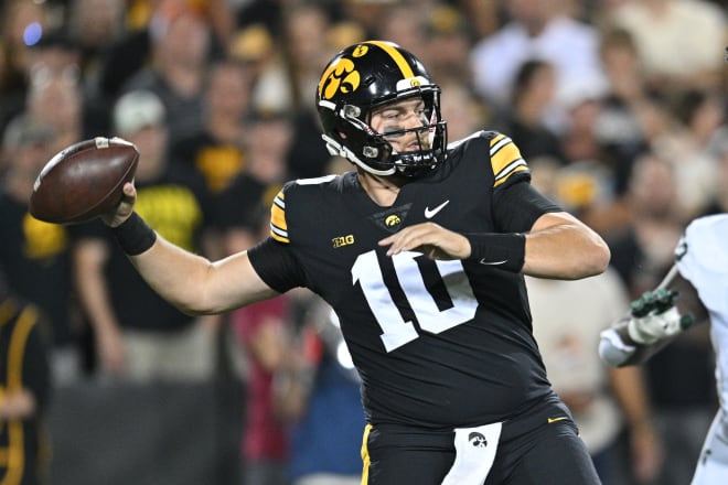 Iowa quarterback Deacon Hill. 