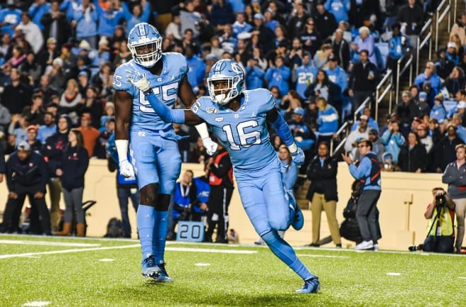 Senior safety D.J. Ford (16) and two other Tar Heels have decided to not play this season due to COVID-19 concerns.