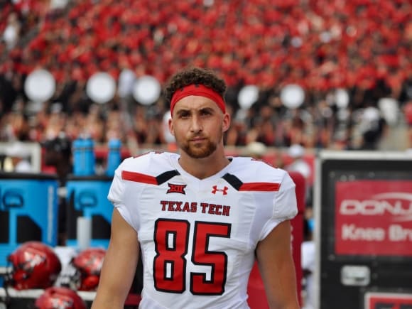 Texas Tech punter Dominic Panazzolo on the sidelines during Texas Tech's 27-24 victory over Houston.