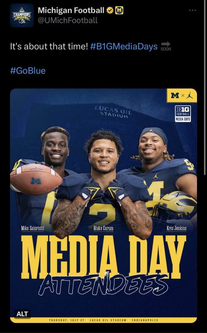 Michigan Football announces Big Ten Media Days attendees