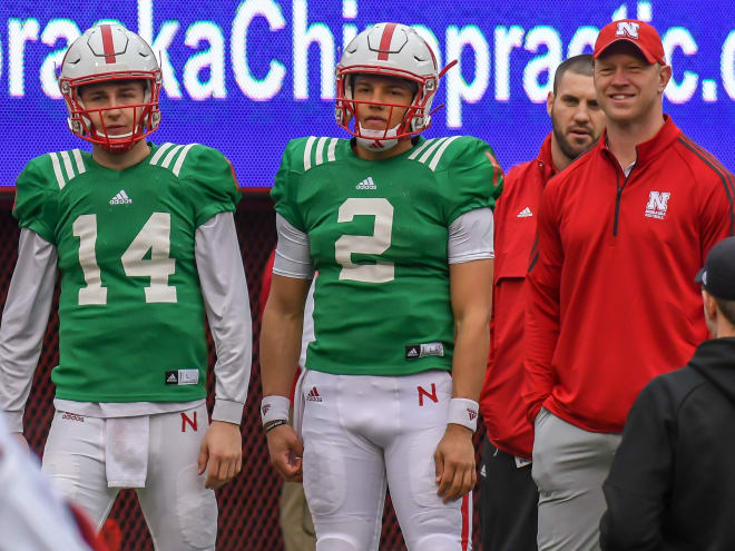 Head coach Scott Frost thinks freshmen Tristan Gebbia (left) and Adrian Martinez both have the 'it' factor necessary to be stars, it's just a matter of who reaches their potential first.