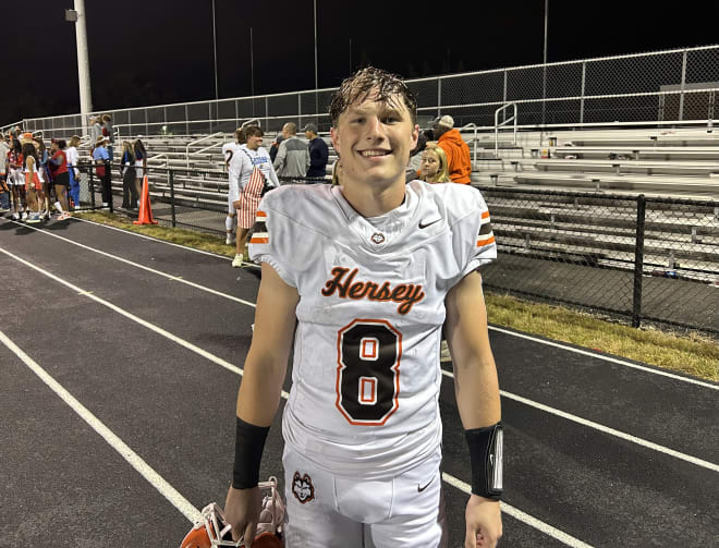 Carson Grove intercepted Wheaton-Warrenville South's quarterback and caught a 37-yard touchdown in Hersey's Round 1 win.