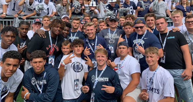 Davis (far left bottom corner) and his St. Augustine teammates attended Penn State's game Saturday. 