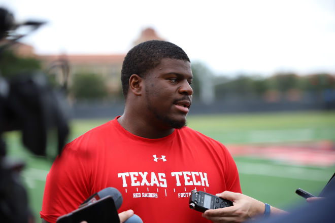 Redshirt freshman defensive lineman Jaylon Hutchings talks to the media following practice on Monday afternoon.
