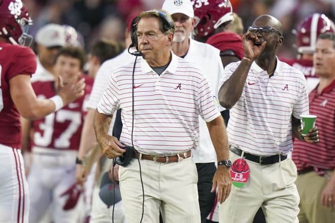 Alabama Crimson Tide head coach Nick Saban during the first half against the Vanderbilt Commodores at Bryant-Denny Stadium. Photo | Marvin Gentry-USA TODAY Sports