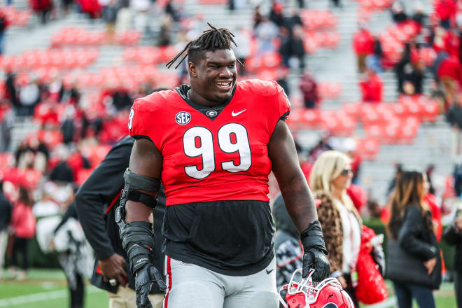 Georgia defensive lineman Jordan Davis (99) during the Bulldogs’ game against Missouri on Dooley Field at Sanford Stadium in Athens, Ga., on Saturday, Nov. 6, 2021. (Photo by Mackenzie Miles/UGA Sports Communications)