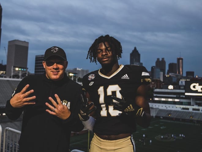 Geoff Collins poses with Bonner during his OV to Georgia Tech