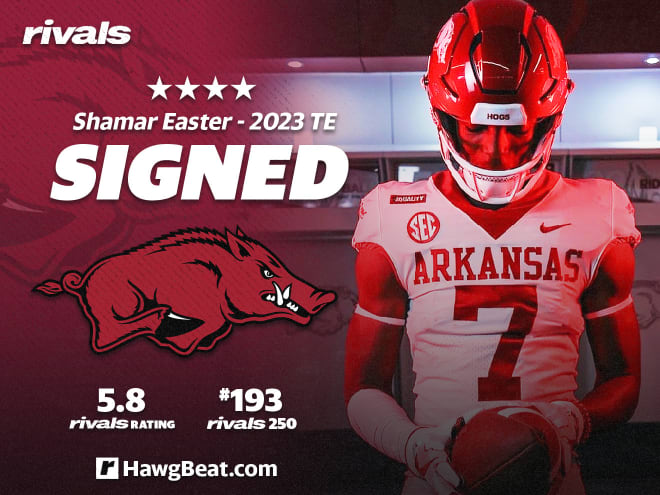 Shamar Easter, an in-state four-star tight end, signed with Arkansas on Wednesday.