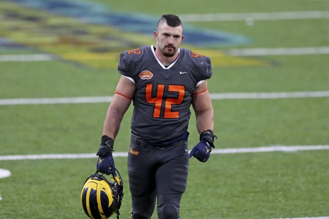 Michigan Wolverines football fullback Ben Mason is a two-time recipient of the program's 'Toughest Player' award.