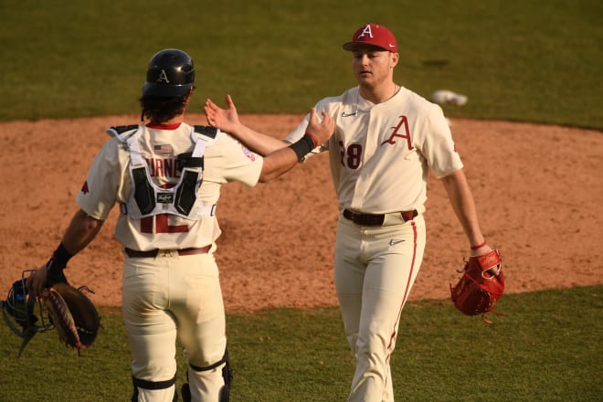 Kole Ramage pitched in two of Arkansas' games over the weekend.
