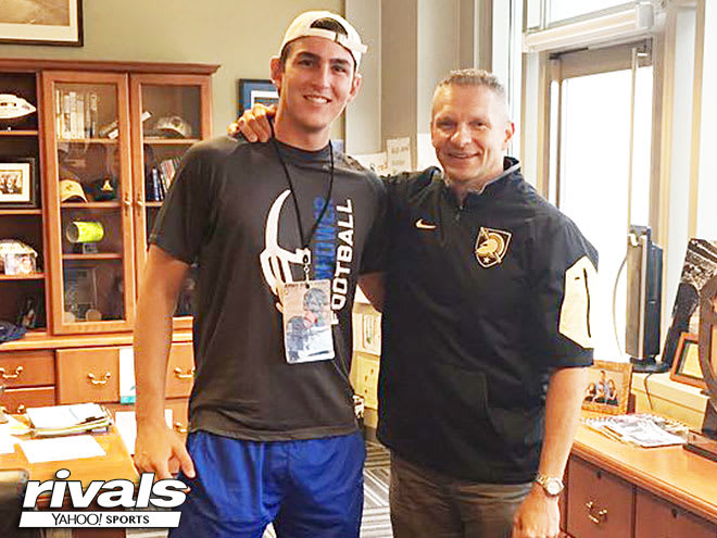 Rivals 2-star defensive end and Army commit, Henry Janeway with Army head coach Jeff Monken
