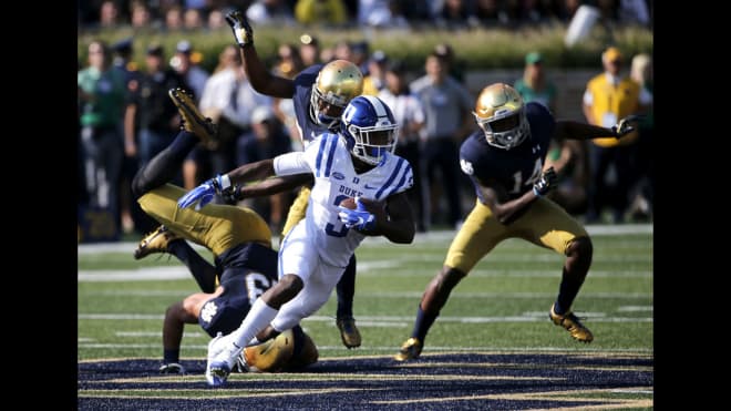 Duke won 38-35 at Notre Dame in 2016, the most recent meeting between the two schools in football.