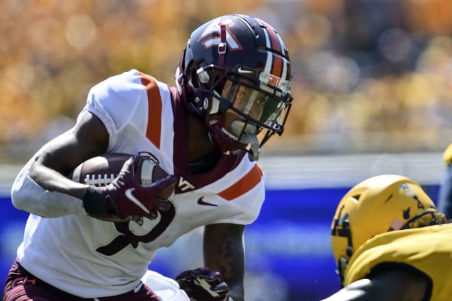 Virginia Tech wide receiver Tayvion Robinson vs. Notre Dame Fighting Irish football