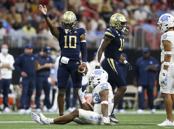 UNC says it didn't plan on Georgia Tech QB Jeff Sims to play more, or at all Saturday, but he did and he hurt the Heels.